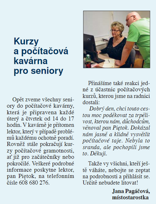 Ohlasy z kurzů počítačové výuky Ohlasy z kurzů počítačové výuky